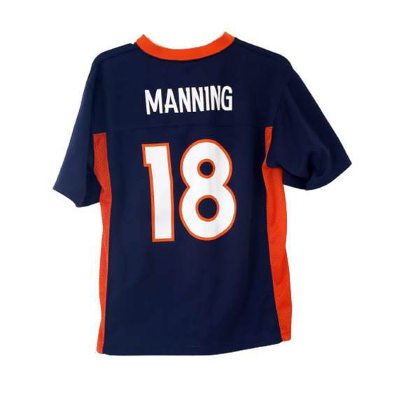 NFL Team Apparel Youth Jersey Tee Large Peyton Manning #18 Denver Broncos Navy - Picture 2 of 9